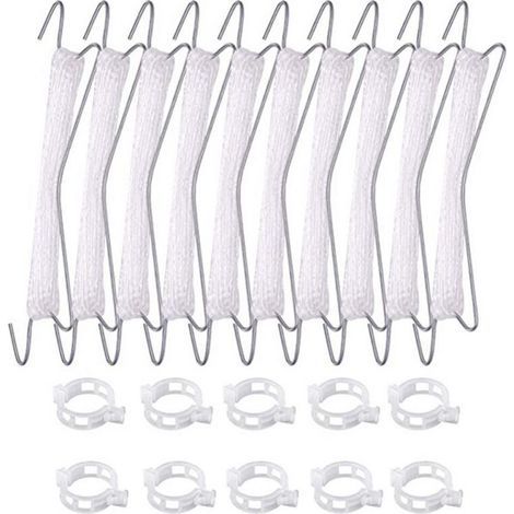 Pair Lot de 10 crochets à tomates avec corde, tomates et concombres, serres pour autres légumes,10 crochets (10 mètres de fil) + 20 boucles