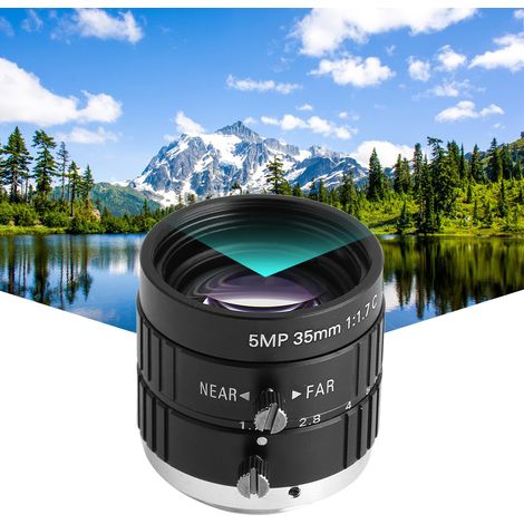 Objectif CCTV 35mm 5MP monture C, diaphragme manuel pour caméra de sécurité 2/3" (1/5)