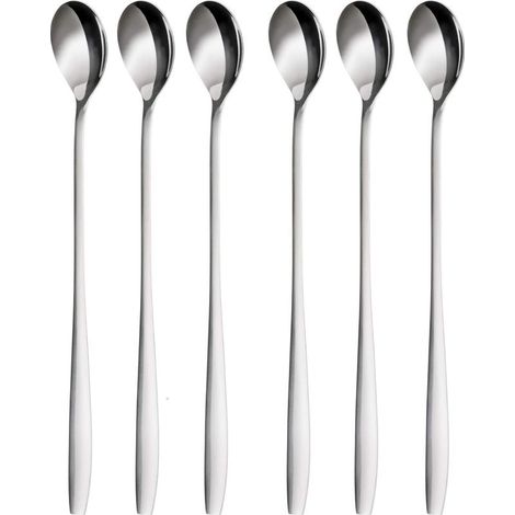 Louche à manche long de 19 cm en acier inoxydable avec autocollant sous vide (lot de 6). (1/5)