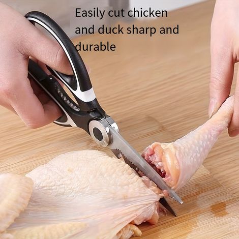 1 paire de ciseaux de cuisine durables en acier inoxydable — Ciseaux alimentaires multifonctionnels