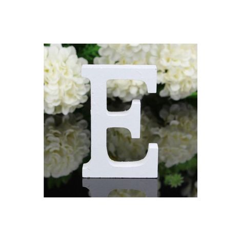 LETTERA "E" IN LEGNO BIANCO 12CM ALFABETO MATRIMONI COMPLEANNI DECORAZIONI FESTA