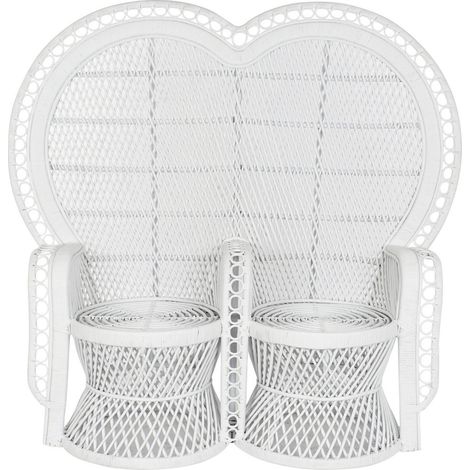 Fauteuil élégant en rotin blanc pour salon chic - Blanc pur (1/5)