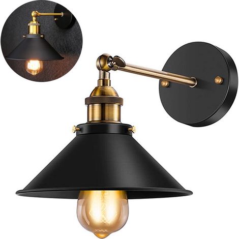 1 Applique murale, tête orientable 240°, fer et laiton, style industriel, intérieur extérieur (1/5)