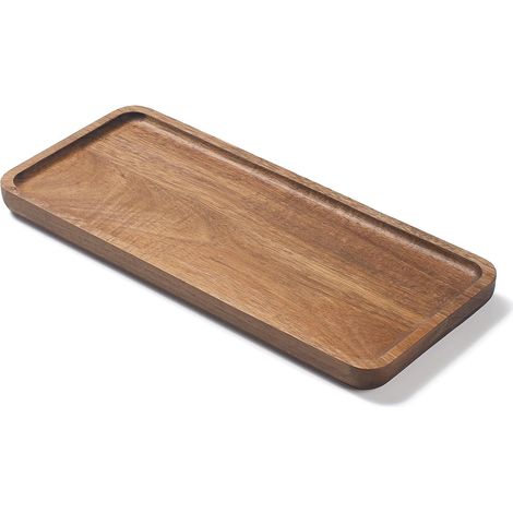 Plateau de Salle de Bain en Bois d'acacia, Plateaux pour Articles de Toilette, Plateau Décoratif Rectangulaire pour Salle de Bain, Cuisine (30 x 13 x 2 cm) (1/5)
