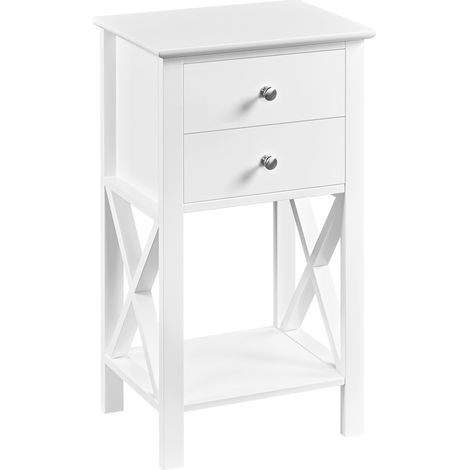 Yaheetech Table de Chevet Blanche, Table de Nuit en Bois pour Chambre à Coucher, 40 × 30 × 70 cm, Petit Meuble Rangement Chambre Salon Blanc (1/5)