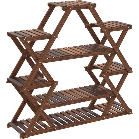 Portafiori porta piante 110 x 25 x 105 cm in legno massello di abete marrone 020045192