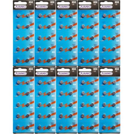 Lot de 100 Piles bouton plates Alcaline Type AG4/G4 compatibles LR626 LR626SW 377A SR 626 SR377 G4 1,5V - Juanio - (1/2)