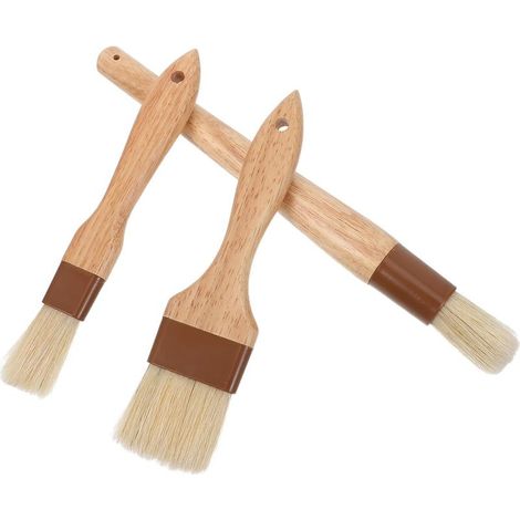 Set mit 3 Gebäck- und Grillpinseln mit Holzgriffen und Borsten (1/5)