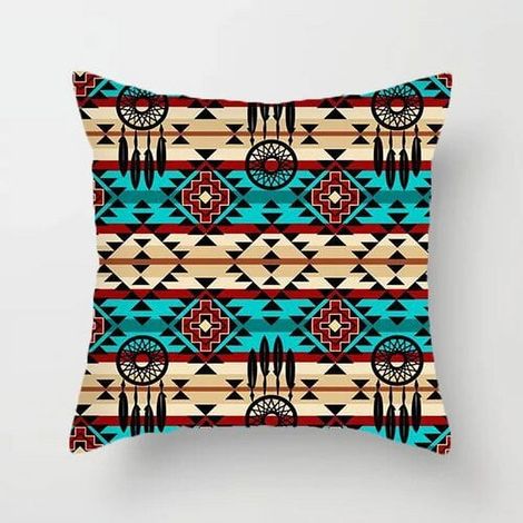 Taie D'oreiller - Coton Mélangé Lin - Style Marocain Bohème - Pour Canapé Chambre Bureau Extérieur - 40x40 cm (1/5)
