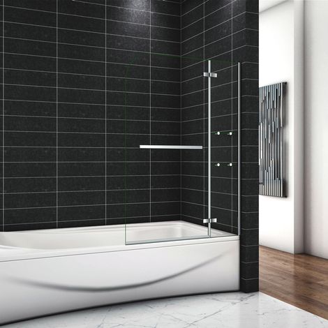 OCEAN Pare-baignoire 90x140cm écran de baignoire 5mm verre de sécurité avec les étagères (1/5)