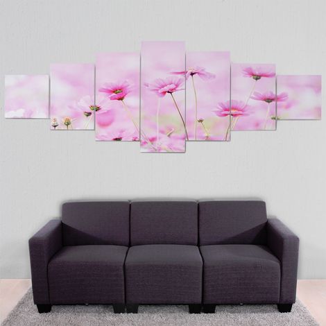 Toile de décoration murale, tableau T375 XL en 7 parties 245x87cm - fleurs