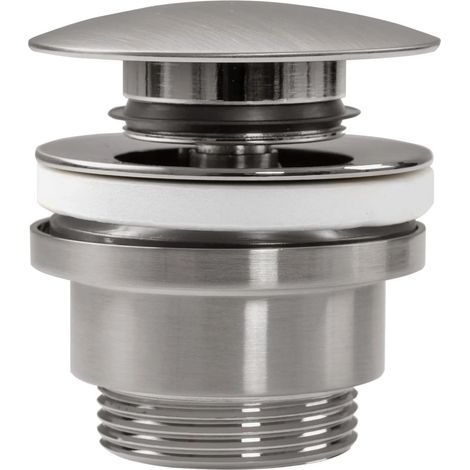 1 - Bonde De Lavabo - Laiton - Système Clic-clac Avec Trop-plein - Pour Salle De Bain - Nickel Brossé - 45mm (1/4)