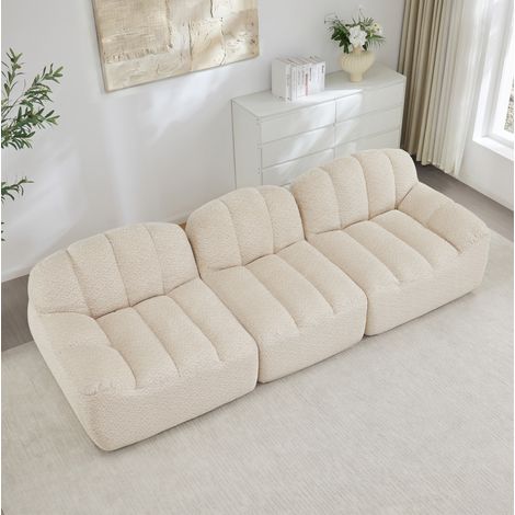 Divano modulare 3 posti con pouf in fleece OKMYHOME (1/5)