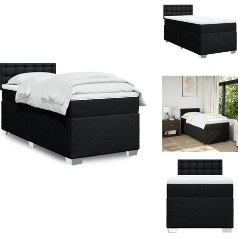 Boxspringbett mit Matratze Schwarz 100x200 cm Stoff - Boxspringbett - Doppelbett - Bettsofa - Schlafzimmermöbel - Schwarzes Bett (1/5)