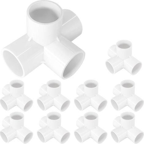 Lot de 10 raccords en PVC à 4 voies (32 mm) pour structures de serres ou mobilier (1/4)