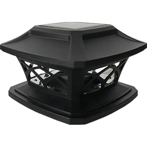 Nueva lámpara solar de exterior tipo pilar de 10 cm (4 pulgadas) de altura, luz de jardín, luz de valla, luz con pantalla (negra, lámpara solar de jardín) (1/5)