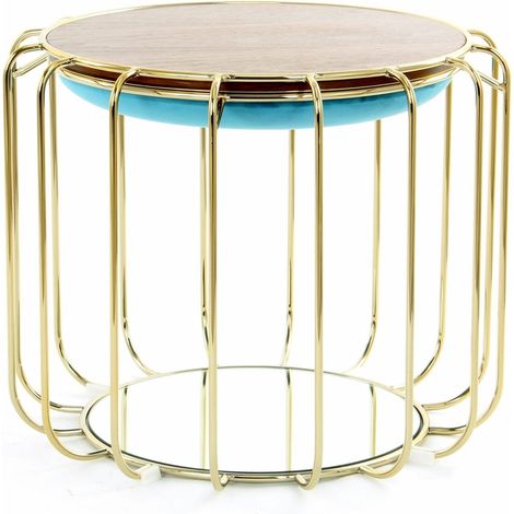 Pouf reverse table d'appoint confortable gold - Turquoise, or (1/5)