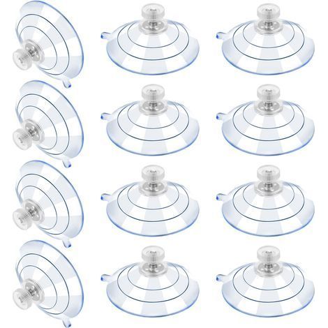 12 Grandes Ventouses Ventouses en Plastique Ventouse Anti-Collision Transparente en Caoutchouc Vis Écrou en Métal Ventouse Solide en PVC Transparent Remplacement avec Écrou de Vis (60M5-10) (1/5)