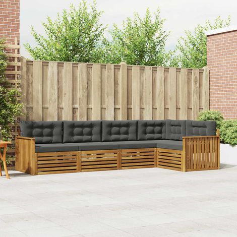 vidaXL Outdoor-Sofagarnitur mit Kissen 5 pcs Natur und Anthrazit (1/5)