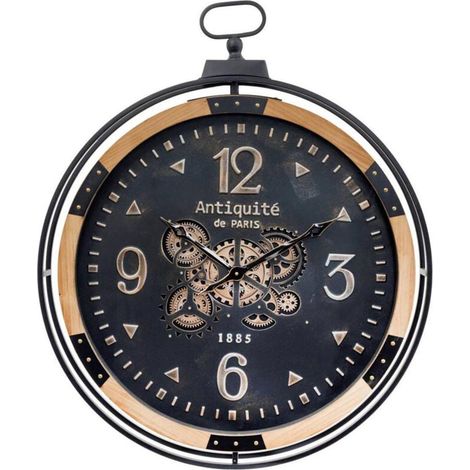 Horloge Murale à Gousset en Métal "Amri" 70cm Noir