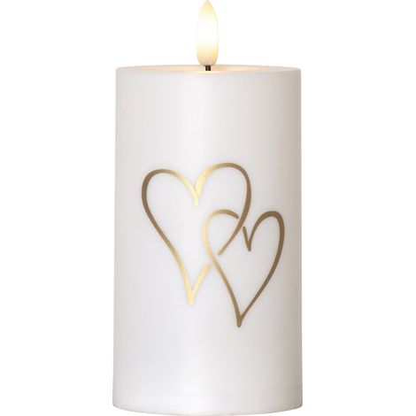 Outdoor-Kerze ,Flamme Heart', Timer und Dämmerungssensor, weiß, H 14cm (1/5)