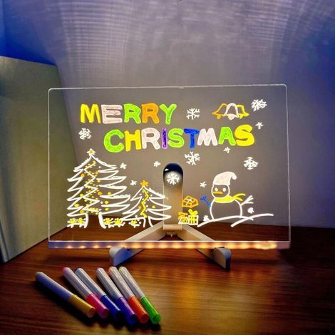 Tableau LED multicolore, tableau blanc lumineux en acrylique, tableau d'affichage lumineux en acrylique, tableau blanc lumineux sur pied. (1/3)