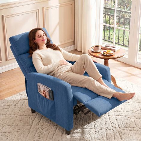 Fauteuil de massage inclinable manuel à 160°, bleu foncé, design moderne pour votre salon (1/5)