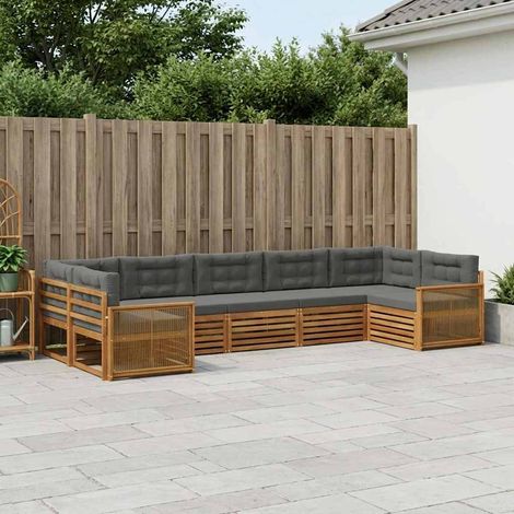 vidaXL Outdoor-Sofagarnitur mit Kissen 7 pcs Natur und Anthrazit (1/5)