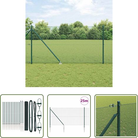 Poteau de clôture - Poteau de clôture. Vert 25 x 1,4 m (grillage 12 x 12 mm) (1/5)