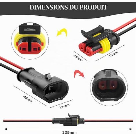 5 Pièces étanche 2 connecteurs de voiture de fil de fer étanches connecteurs de fil électrique pour bateaux, motos, scooters, camions, quadruples, vélos et tricycles (1/4)