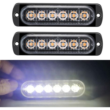 2 Feux Stroboscopiques LED 12-24V Avertissement Urgence Clignotants Lumière de Prudence pour Coffre de Voiture