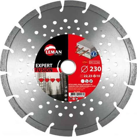 Leman – Disque diamant pour meuleuse 720230 – Ø230 mm – Alésage 22,23 mm – Coupe rapide pour béton armé – Longévité extrême
