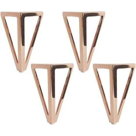 gambe da tavolo triangolari in metallo rosa da 15 cm, stile moderno, per mobili, armadi, divani e letti.