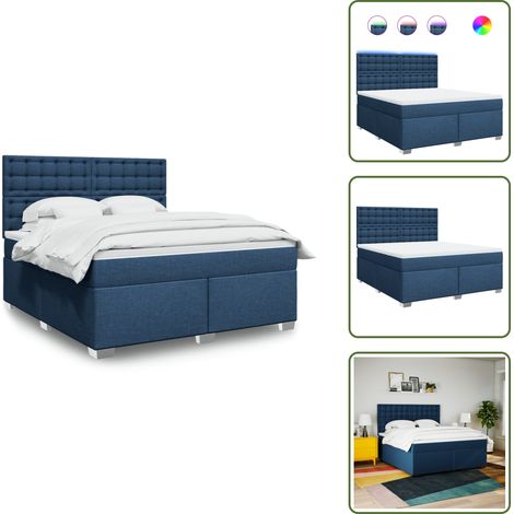 Boxspringbett mit Matratze Blau 180x200 cm Stoff - Boxspringbett - Boxspringbetten - Bett - Betten (1/5)