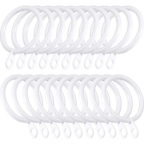 Anneaux de suspension en métal pour rideaux et tringles diamètre intérieur 30 mm, blanc, 20 Pack (1/4)