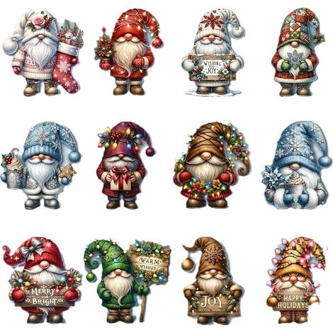 Lot de 24 Ornements de Noël Gnomes en Bois, Décorations de Sapin Gnome à Suspendre, Pendentifs Mignons avec Chaussettes et Flocons, Déco de Fête pour Maison et Intérieur (1/3)