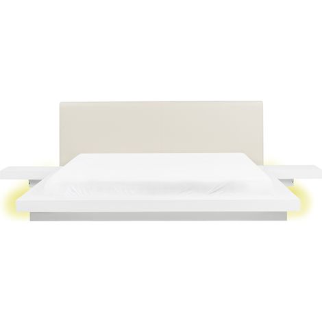 Cama LED de plataforma moderna con mesitas de noche blanco 180 x 200 cm Zen (1/5)
