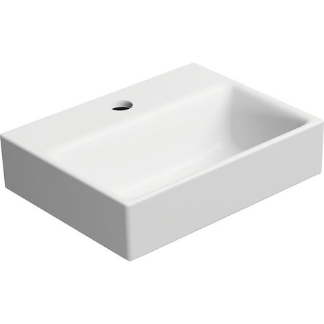 Lavabo en céramique NUBES 36x28cm, blanc mat (1/3)