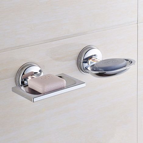 Jabonera, Acero inoxidable, Autoadhesiva, Ventosa, Sin herramientas, Baño, Cocina (1/5)