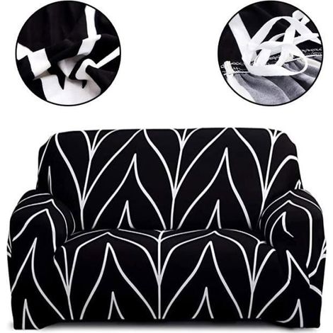 Housse de Canapé élastique AZ KING - 2 Places - Noir - Pour Chiens et Chats (1/4)