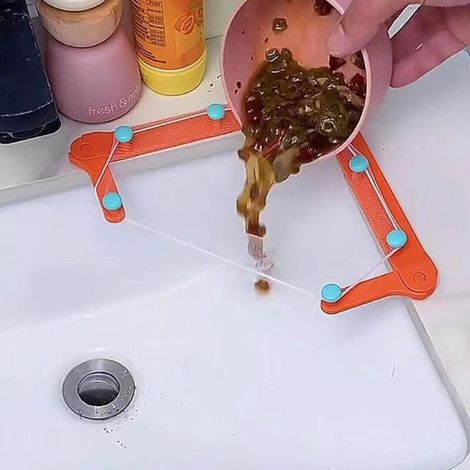 Küchenspülen-Sieb, faltbares dreieckiges Eckspülen-Filternetz, Abflusssieb aus Maschengewebe für Küchenabfälle (1 Halter + 100 Filterbeutel) (1/4)