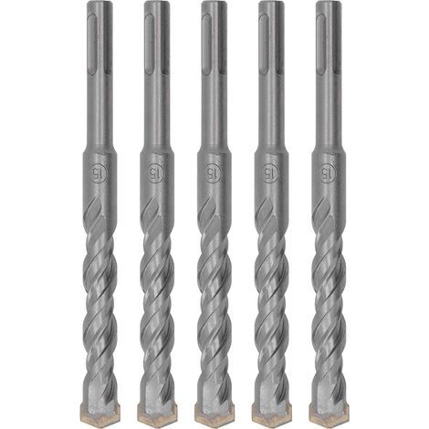 5-teiliges Set Rotations-Schlagbohrer, 160 mm Länge, 2 Schneiden, selbstzentrierend, Hartmetallspitze, Schlagbohrer für Ziegel, Stein, Beton, 15 mm / 0,59 Zoll (1/5)