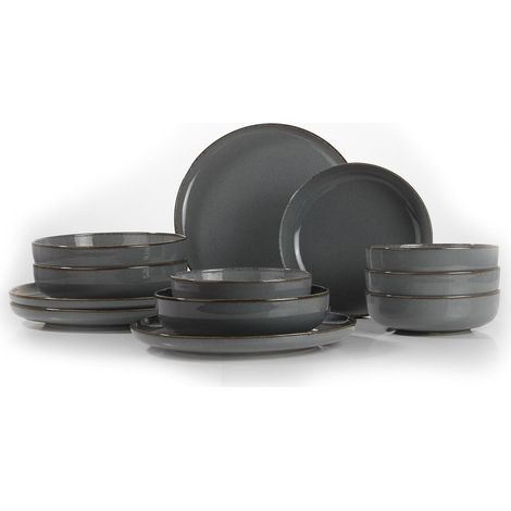 Set di stoviglie Set 100% Porcellana Grigio (1/5)