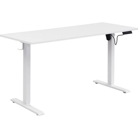 Bureau assis debout électrique – Hauteur réglable – Blanc – ELAVANO (1/5)