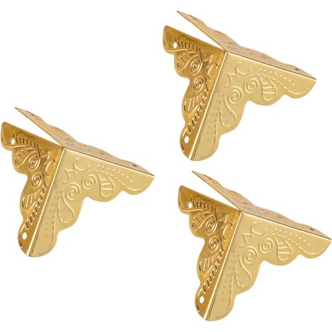 12 pièces Coffrets à Bijoux en Bois avec Protections Métalliques Dorées pour Coins Décoratifs (1/5)