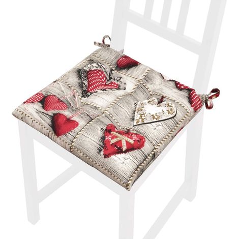 Coussin pour Chaise Doux Universel Lacets de fixation Lavable Housses de Chaise Shabby Chic Coeurs