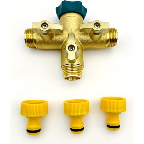 Diviseur de Jardin 3 Voies en Alliage d’Aluminium G3/4" – Connecteur Rapide pour Arrosage, Pelouse et Lavage de Voiture (1/5)