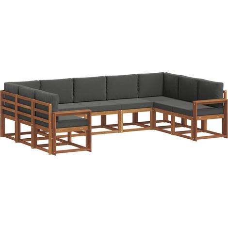 Conjunto de sofás de exterior 9 uds. Natural y Antracita vidaXL (1/5)