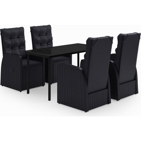 Maison Exclusive - 5-tlg. Garten-Essgruppe mit Kissen Schwarz