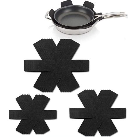 Tapis en feutre non tissé Hexagonal pour casseroles Protections anti-adhésives Isolation antidérapante-Noir, 20/30/38cm, 15pcs (1/4)